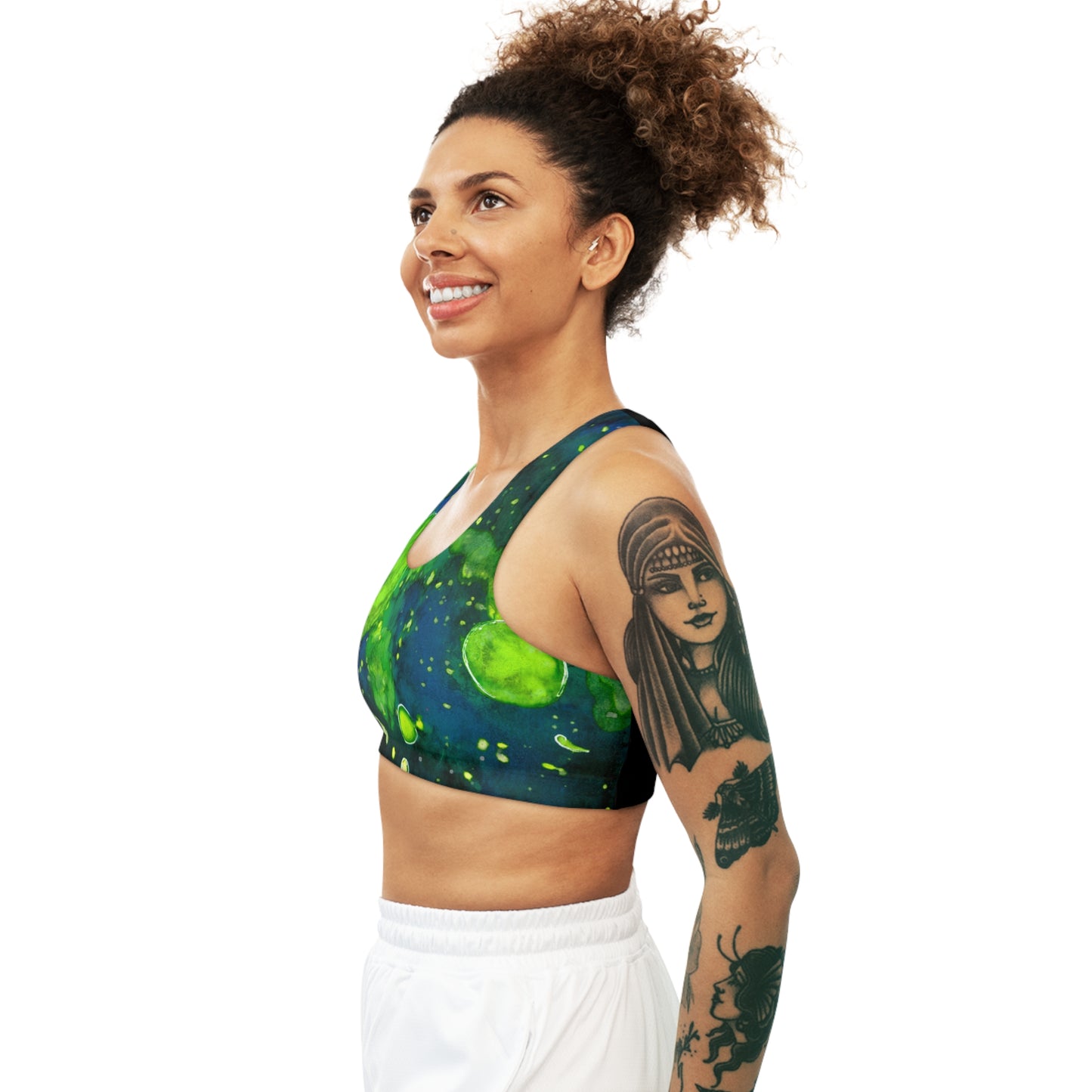 Green Galaxy Seamless Sports Bra (AOP)