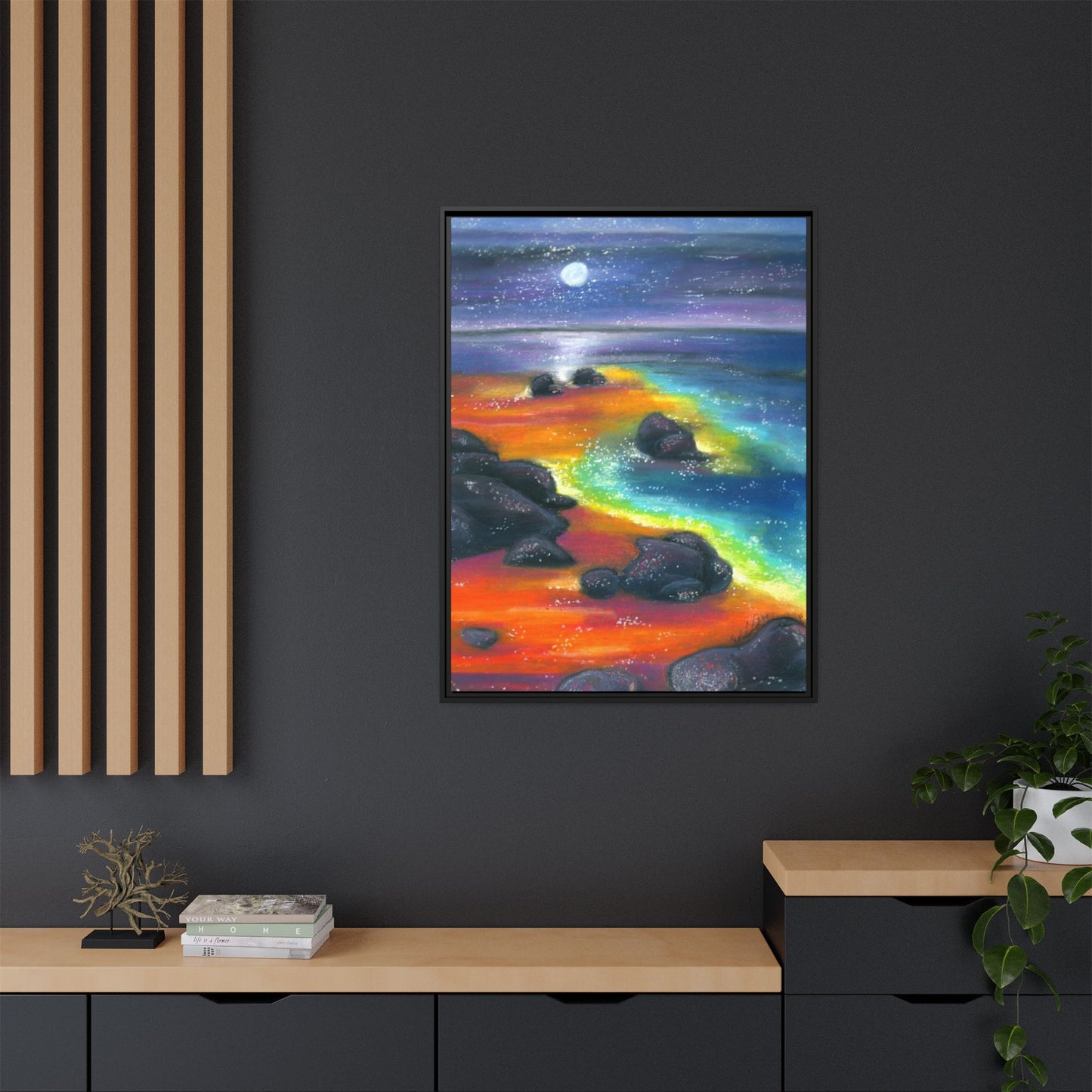 Beach at Night Frame Wall Art