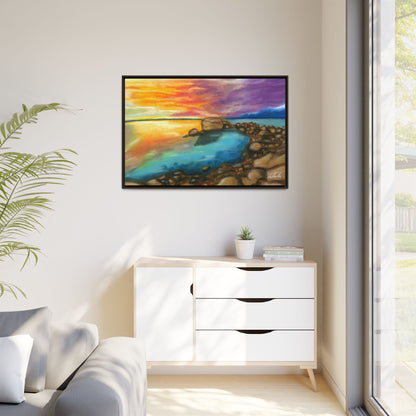 Sunset Ocean Beach Framed Wall Art