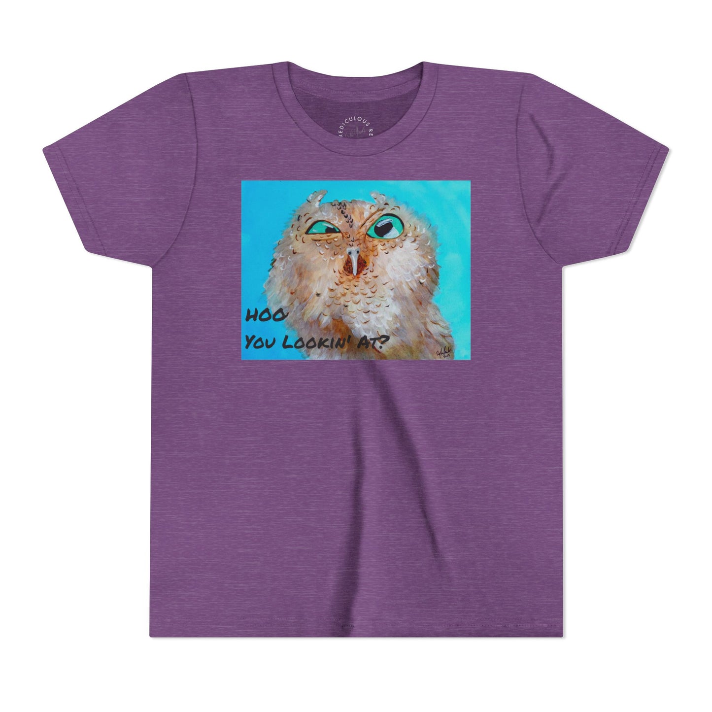 Youth Owl Tee "Hoo You Looking At?" - Cute Kids Graphic T-Shirt