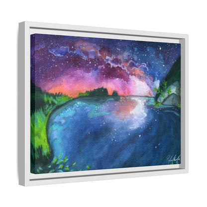 Watercolor Sunset Lake Framed Wall Art