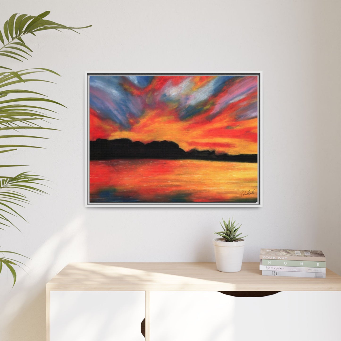 Sunset Over The Lake Framed Wall Art