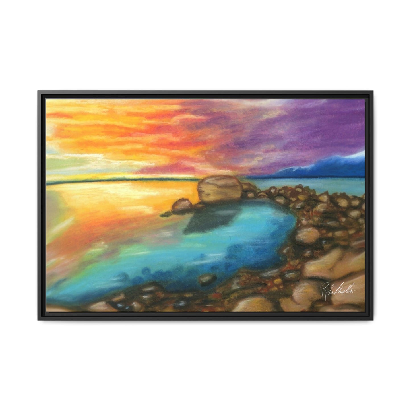 Sunset Ocean Beach Framed Wall Art