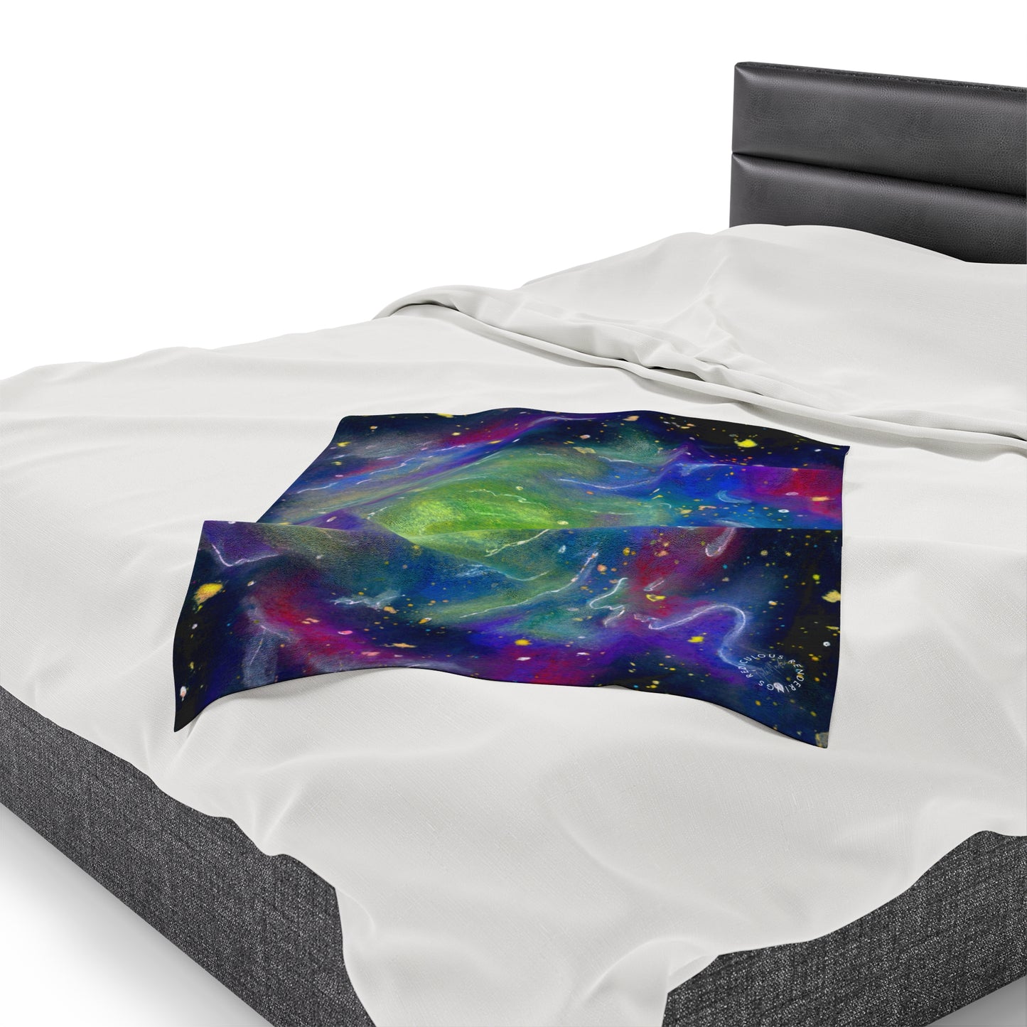 Rainbow Vortex Galaxy Velveteen Plush Blanket