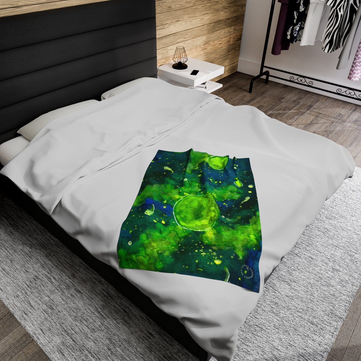 Green Galaxy Velveteen Plush Blanket