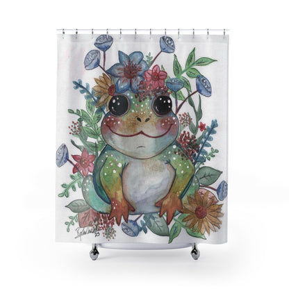Floral Frog Shower Curtain