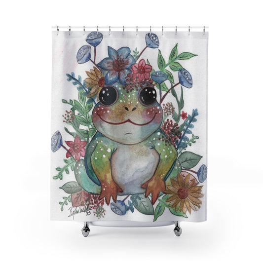 Floral Frog Shower Curtain