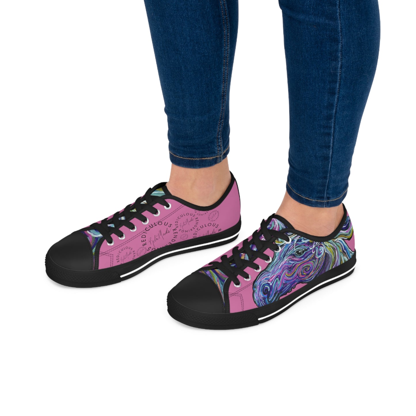 Pink Abstract Horse Unisex Low-Top Sneakers