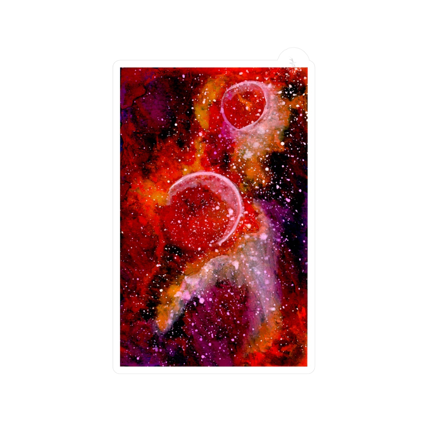 Orange Moons Galaxy Kiss-Cut Vinyl Decals Water, Scratch & UV-Resistant Satin Finish Vinyl Sticker with Removable Adhesive