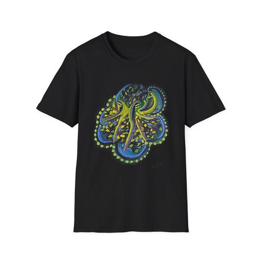 Green Geo octopus Unisex Softstyle Print T-Shirt