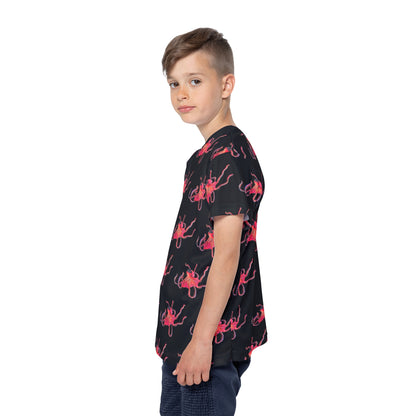 Kids Octopus Sports Jersey — Bright Red Octopus All-Over Print