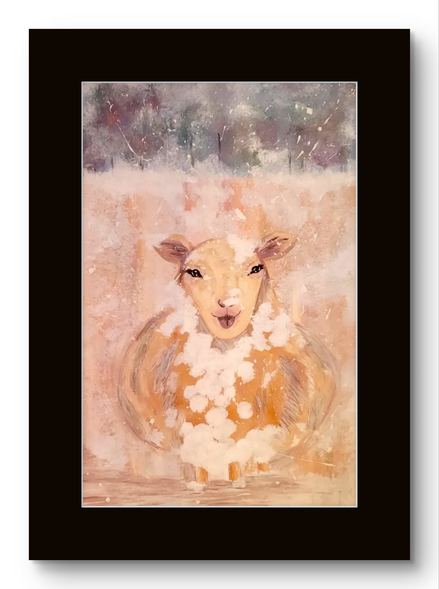 Winter Sheep in Snow 8x10 Museum Grade Fine Art Print