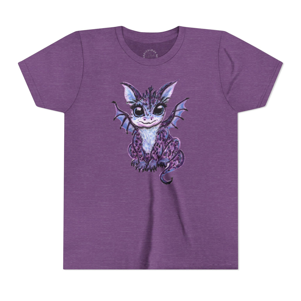 Youth Tee — Cute Purple Baby Dragon Illustration Kids Shirt