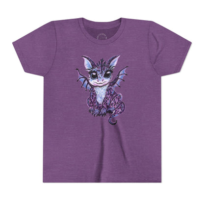 Youth Tee — Cute Purple Baby Dragon Illustration Kids Shirt