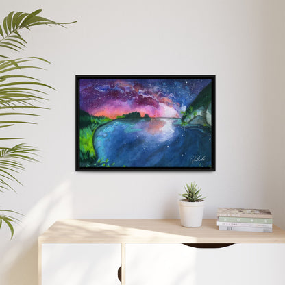 Watercolor Sunset Lake Framed Wall Art