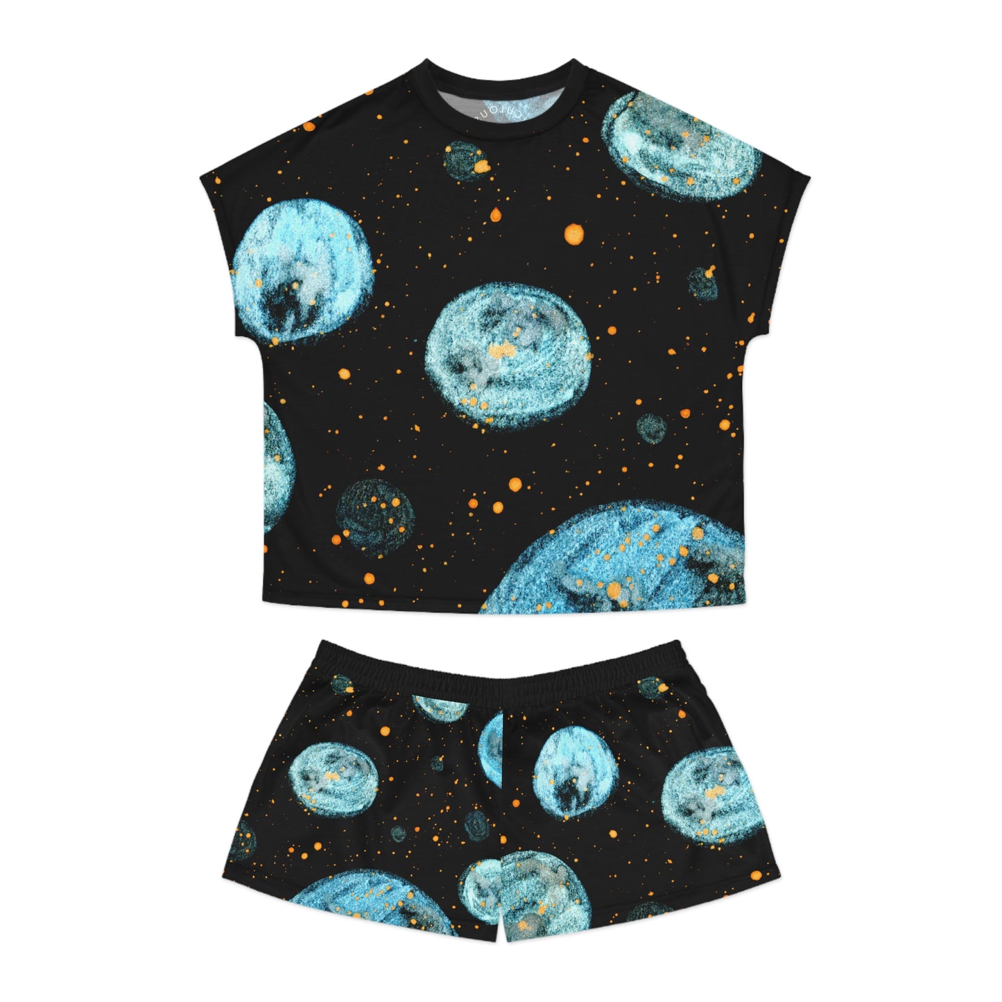 Little Blue Planets Galaxy Women's Short Pajama Set (AOP)