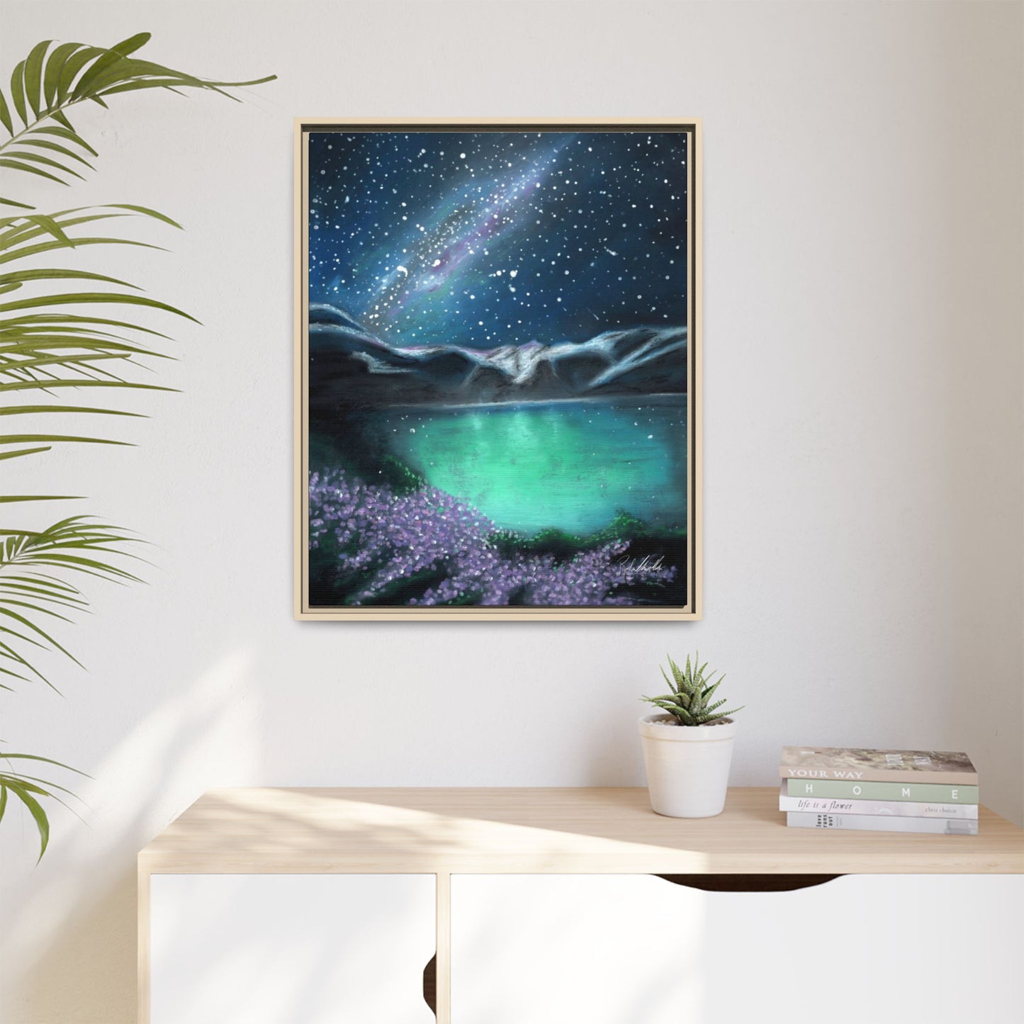 Night Sky over Spring Lake Framed Wall Art
