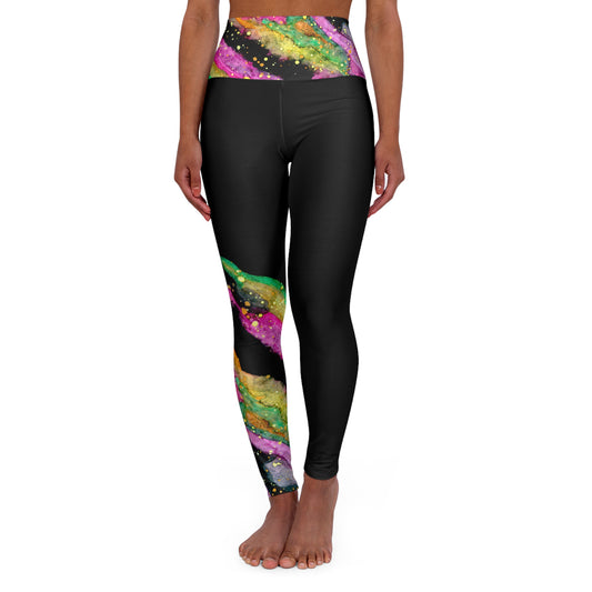 Neon Galaxy High Waisted Yoga Leggings (AOP)