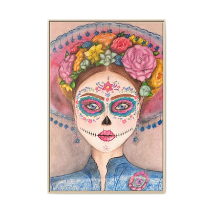 Day of the Dead Skull Woman Framed Wall Art