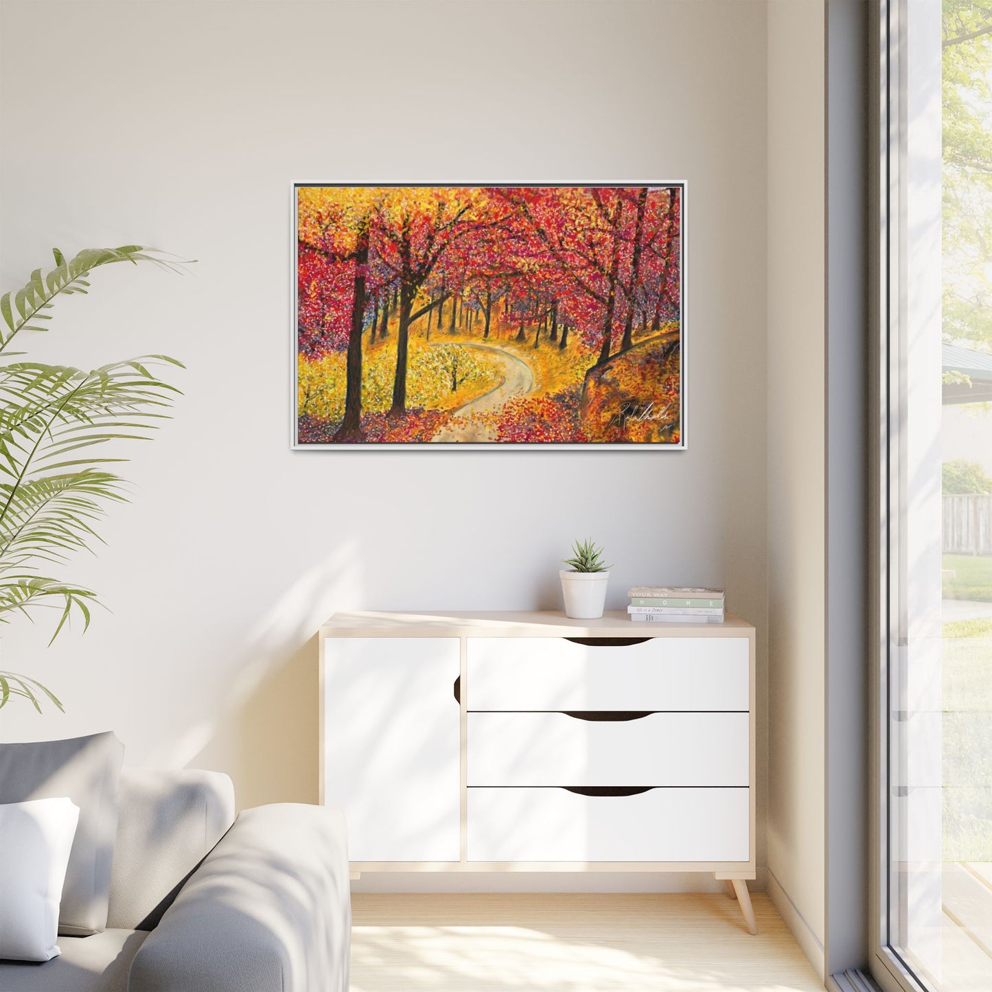 Vibrant Fall Forest Framed Wall Art
