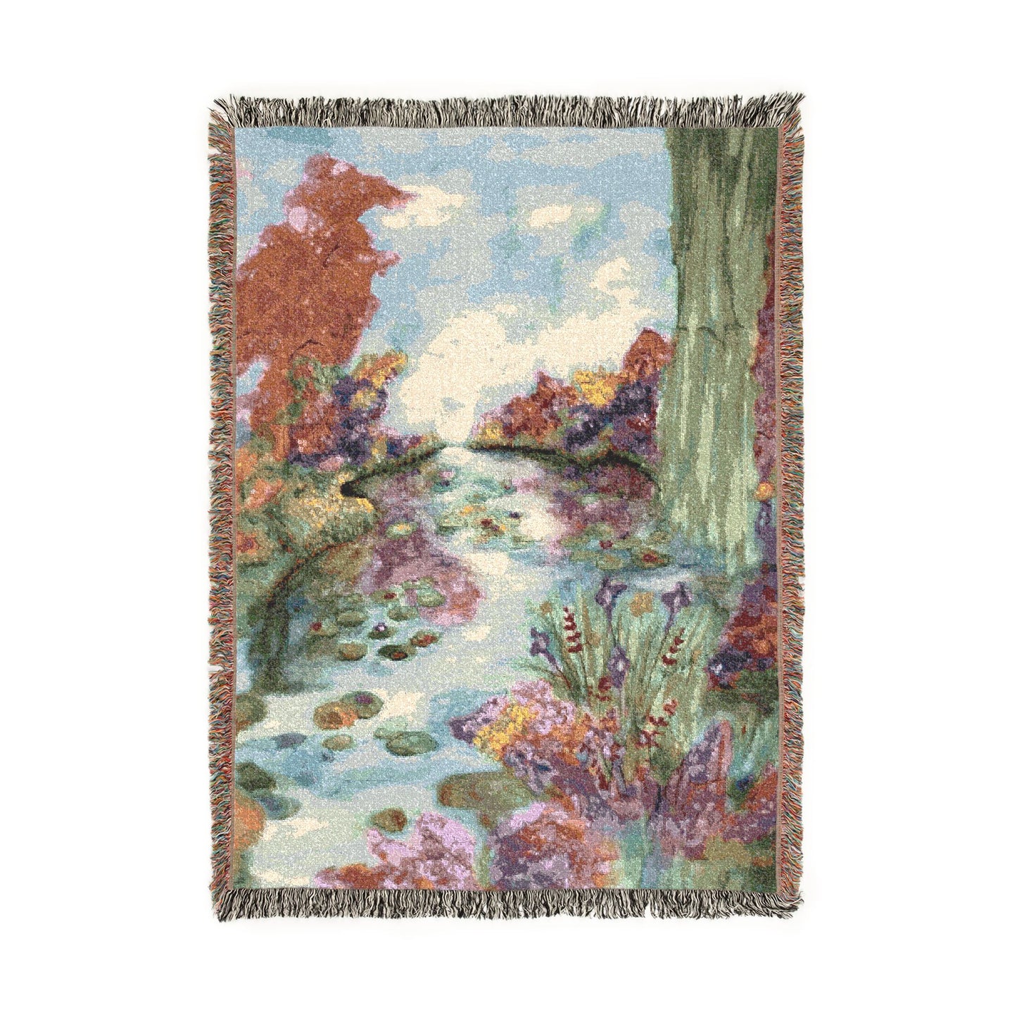 Scenic Floral Woven Throw Blanket — Vintage Garden Tapestry