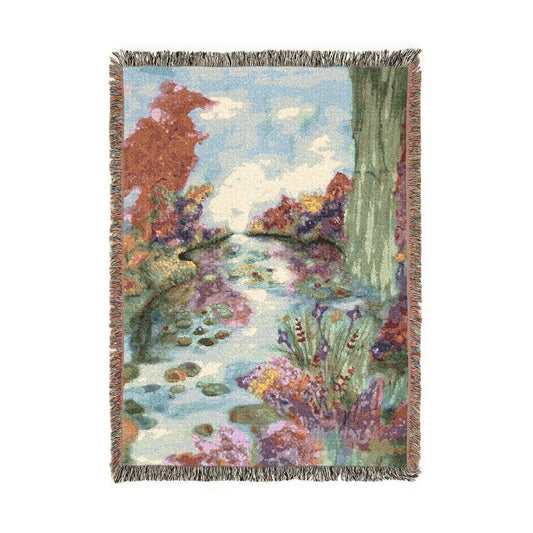 Scenic Floral Woven Throw Blanket — Vintage Garden Tapestry