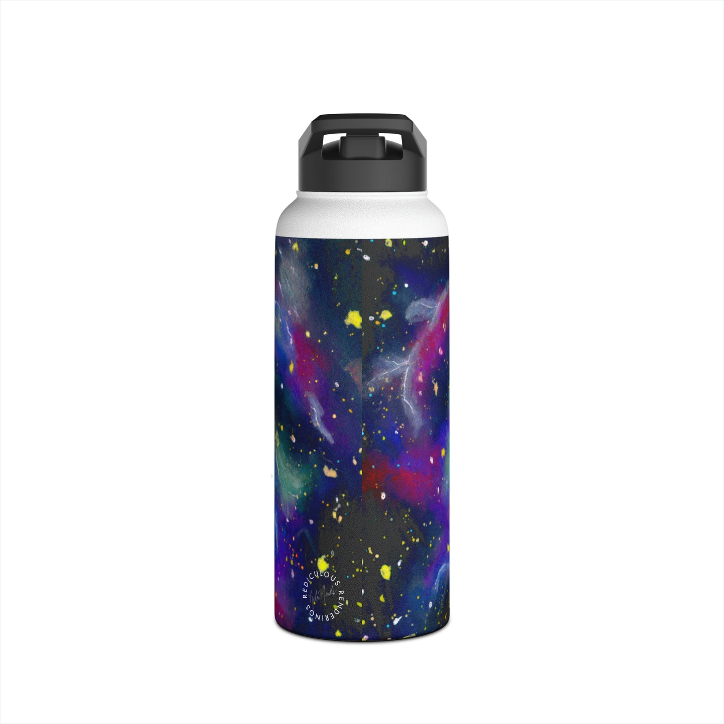 Rainbow Vortex Galaxy Stainless Steel Water Bottle, Standard Lid