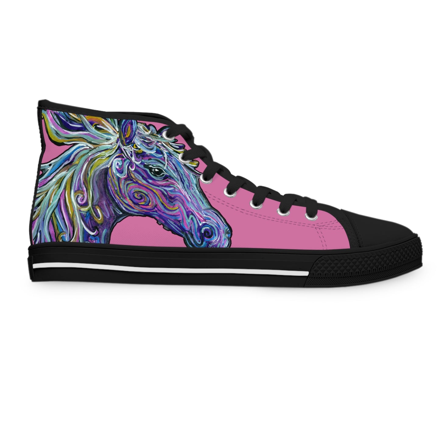 Abstract Horse Unisex High-Top Sneakers Closed Toe Casual Walking Shoes