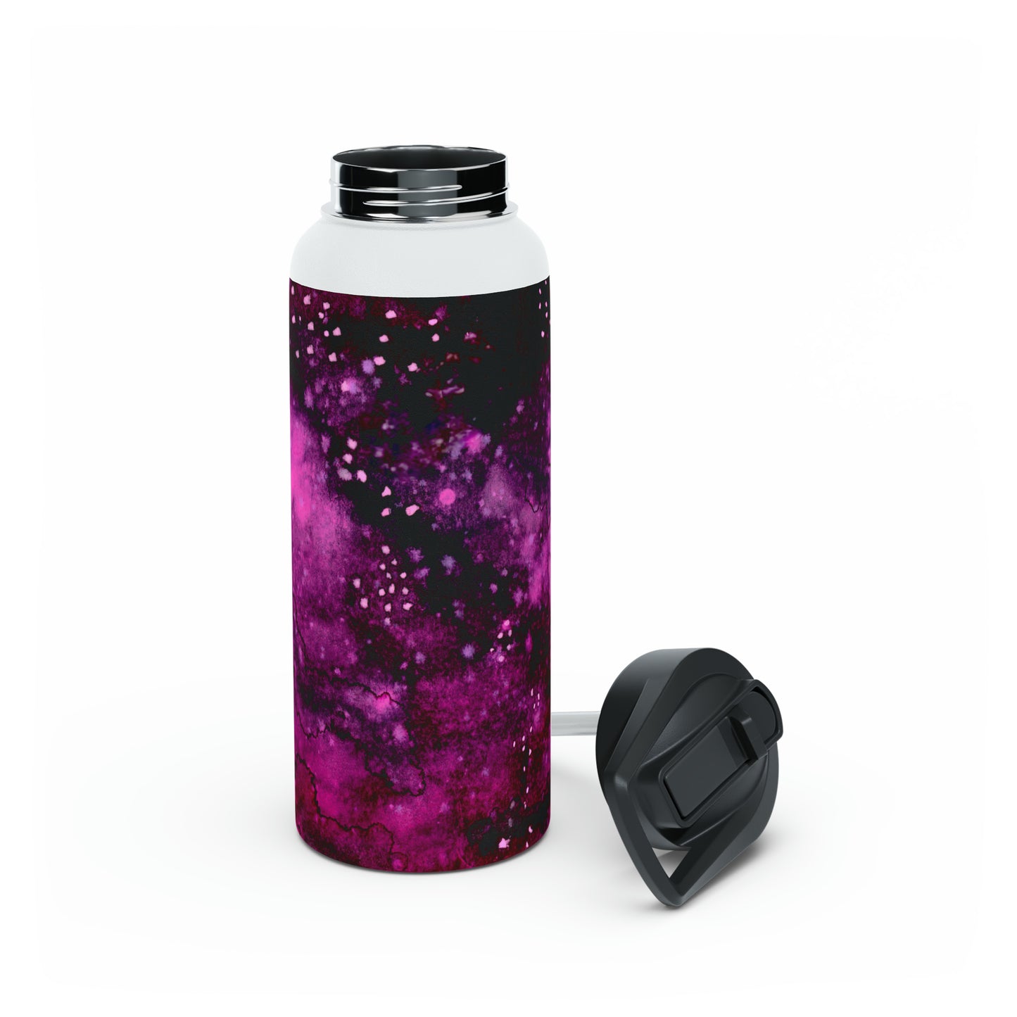 Rose Colored Galaxy Stainless Steel Water Bottle, Standard Lid