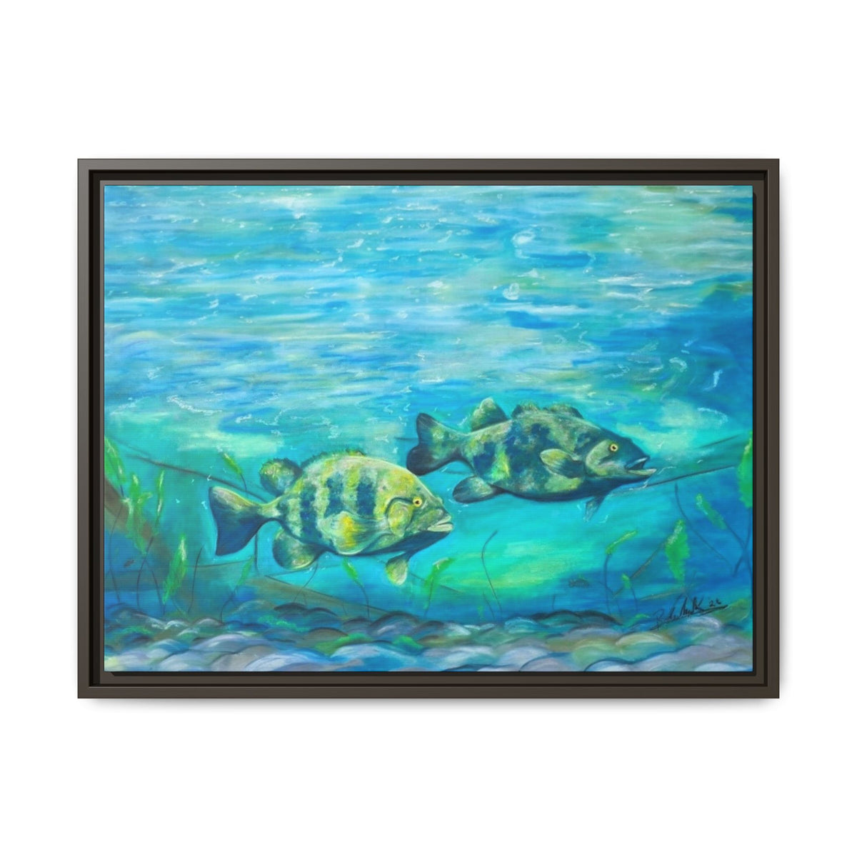 Framed Matte Canvas - Underwater Fish Scene