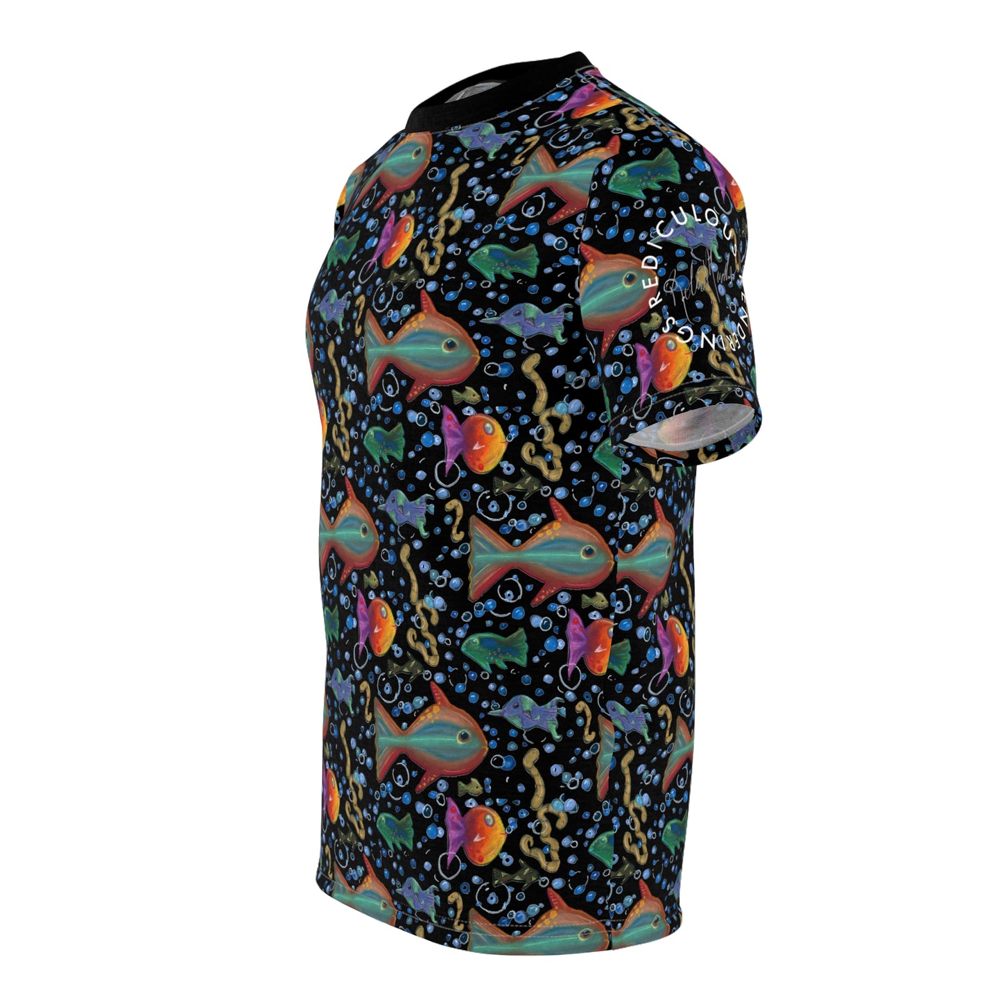T-Shirt — Neon Retro Fish All-Over Print Tee