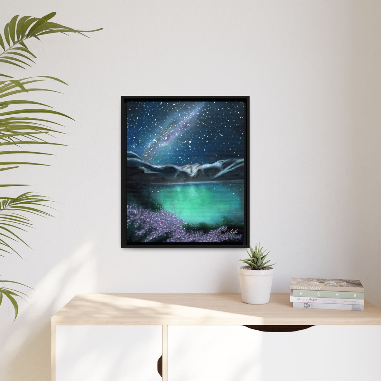 Night Sky over Spring Lake Framed Wall Art