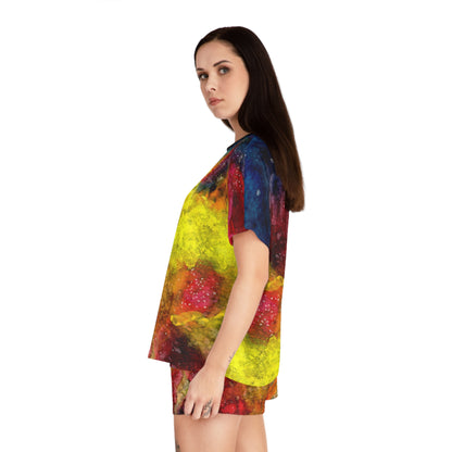 Women's Colorful Marble Pajama Set — Vibrant Abstract AOP Sleepwear