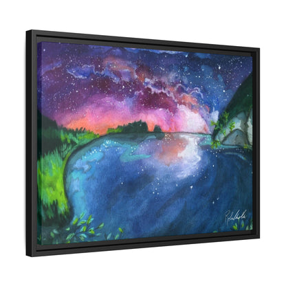 Watercolor Sunset Lake Framed Wall Art