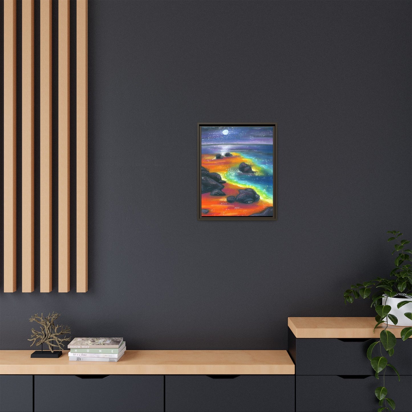 Beach at Night Frame Wall Art