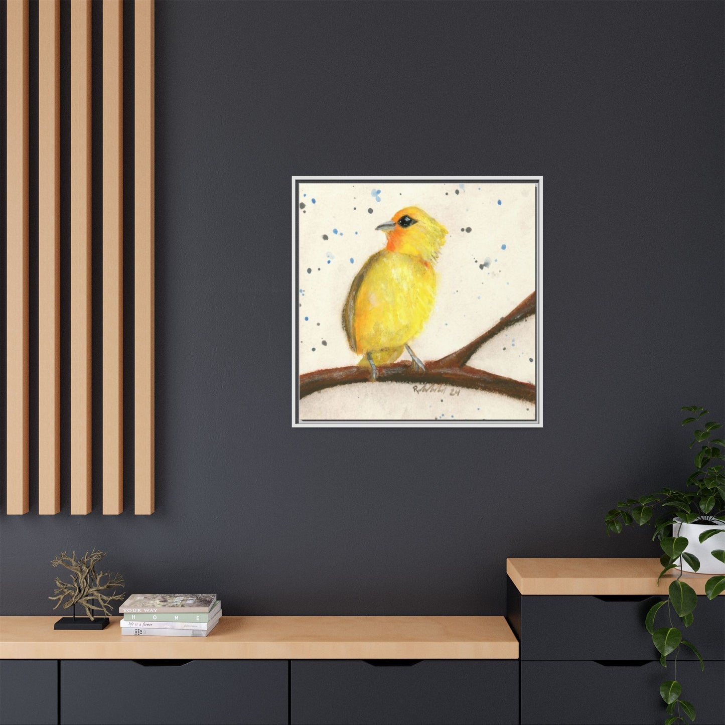 Yellow Canary Bird Framed Wall Art
