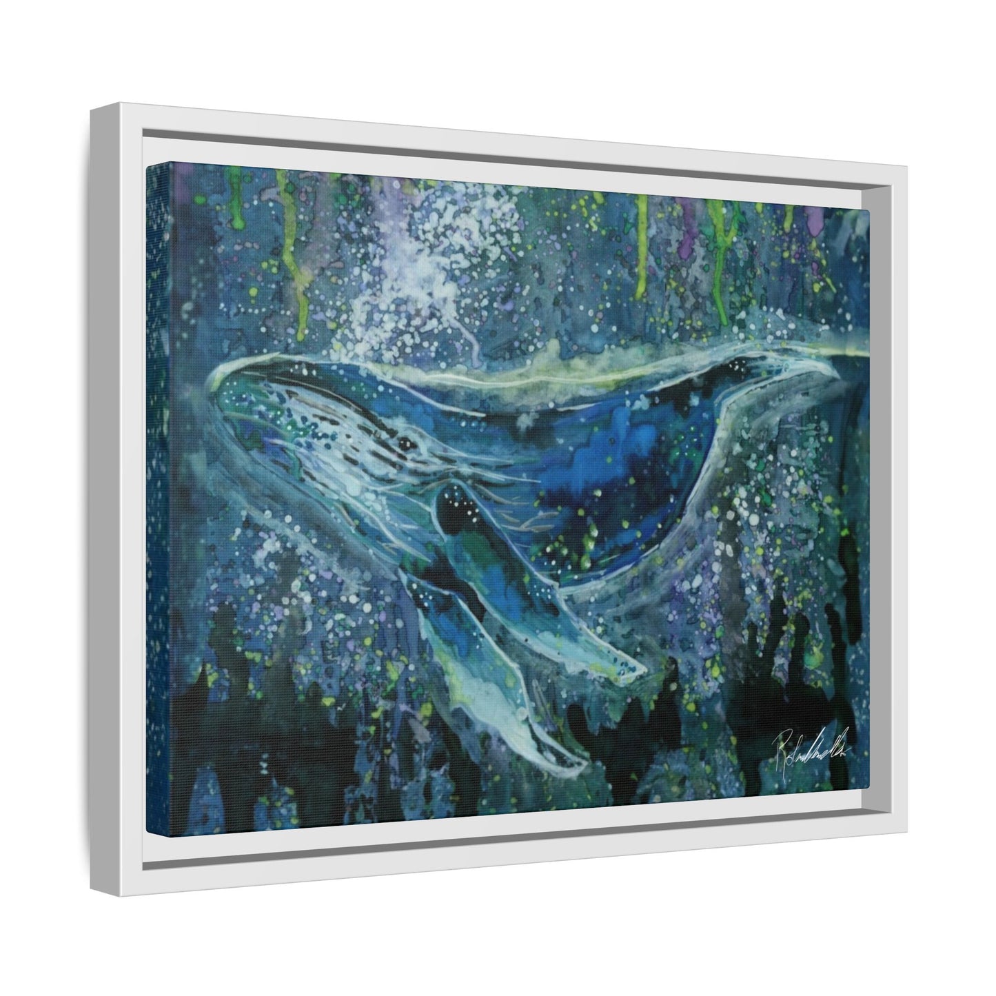 Watercolor Whale Framed Wall Art