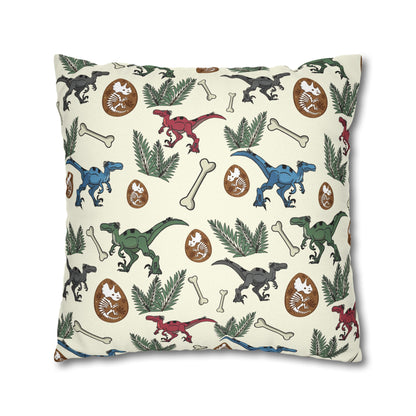 Dinosaur Fossil Pattern Pillowcase — Kids Paleontology Throw Pillow Cover