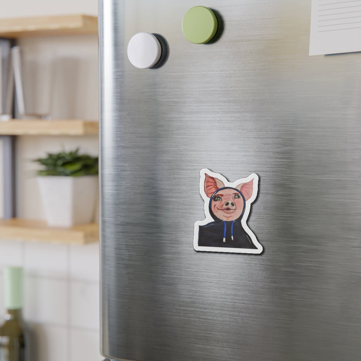 Hoodie Pig Die-Cut Magnets  Custom Shape, 5 Sizes, Vinyl Material for Outdoor Use, Flexible and Durable, Black Backing - Home Decor Refrigerator Magnets