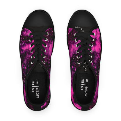 Pink Galaxy Low Top Sneakers — Women's Cosmic Tie-Dye Casual Shoes