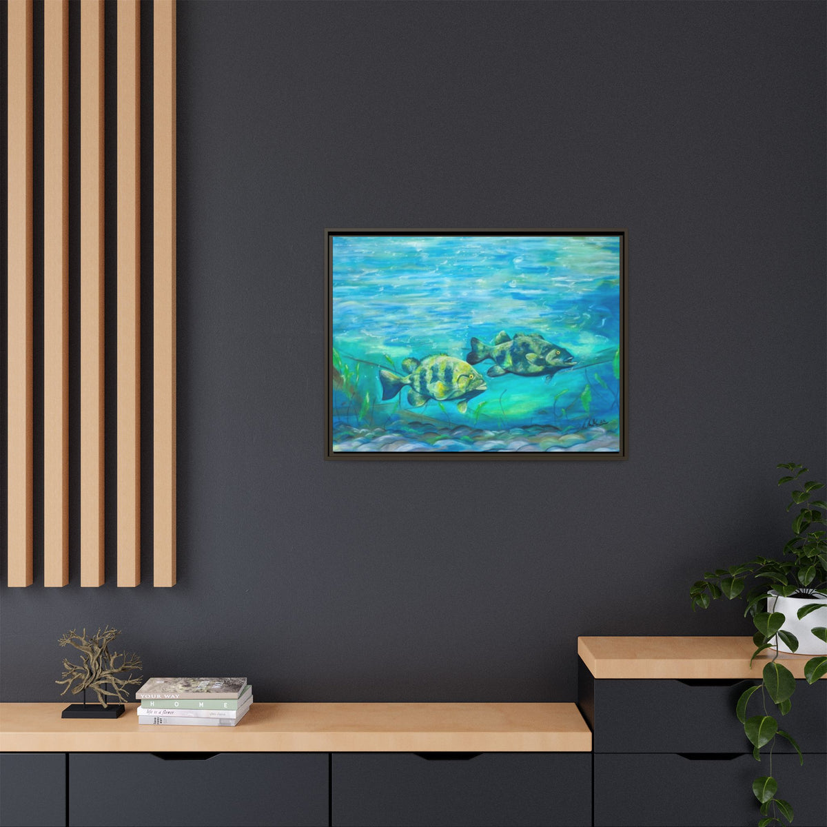 Framed Matte Canvas - Underwater Fish Scene