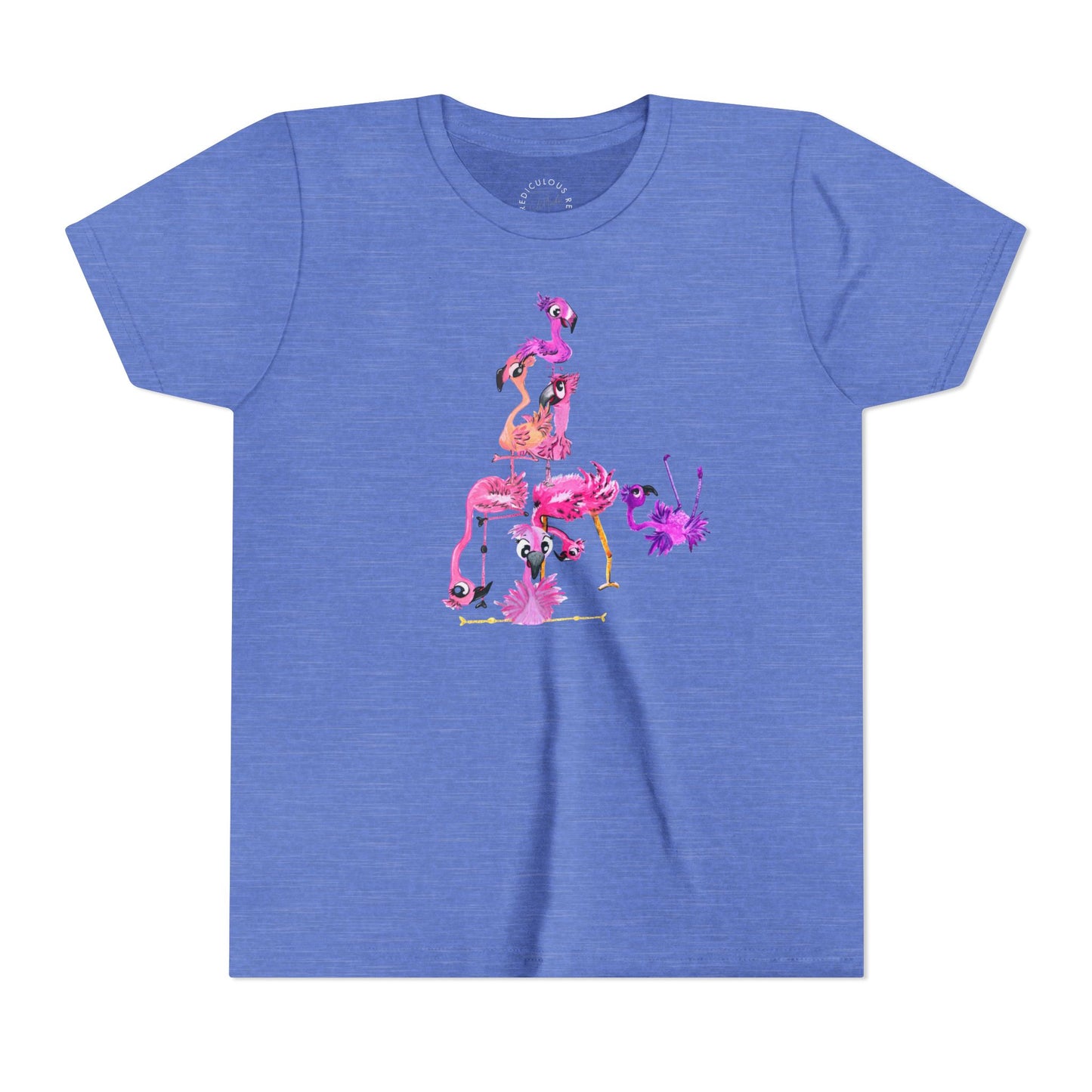 Youth Tee — Watercolor Pink Flamingo Stack Kids T-Shirt
