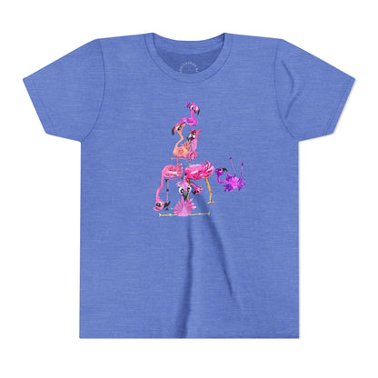 Youth Tee — Watercolor Pink Flamingo Stack Kids T-Shirt