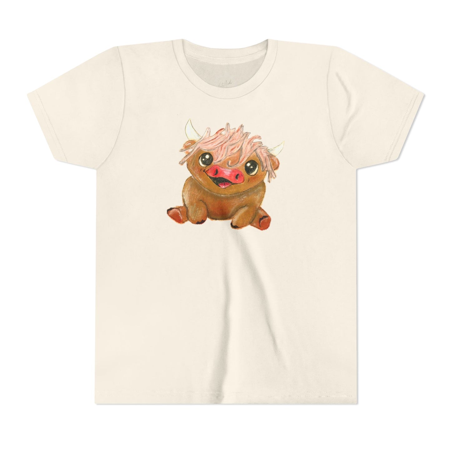 Cute Highland Cow Kids T‑Shirt — Adorable Baby Cow Graphic Youth Tee