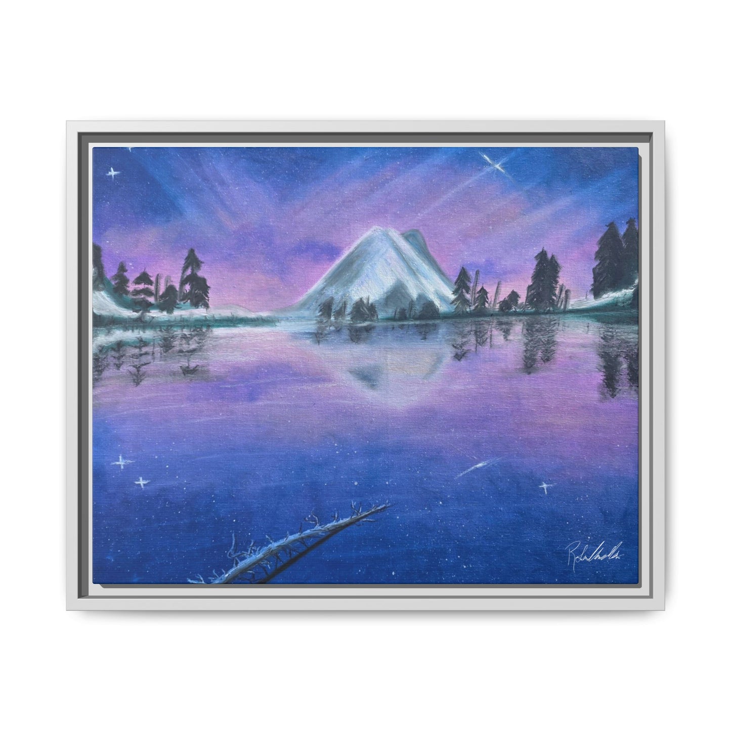 Purple Sky Over Lone Mountain Framed Wall Art