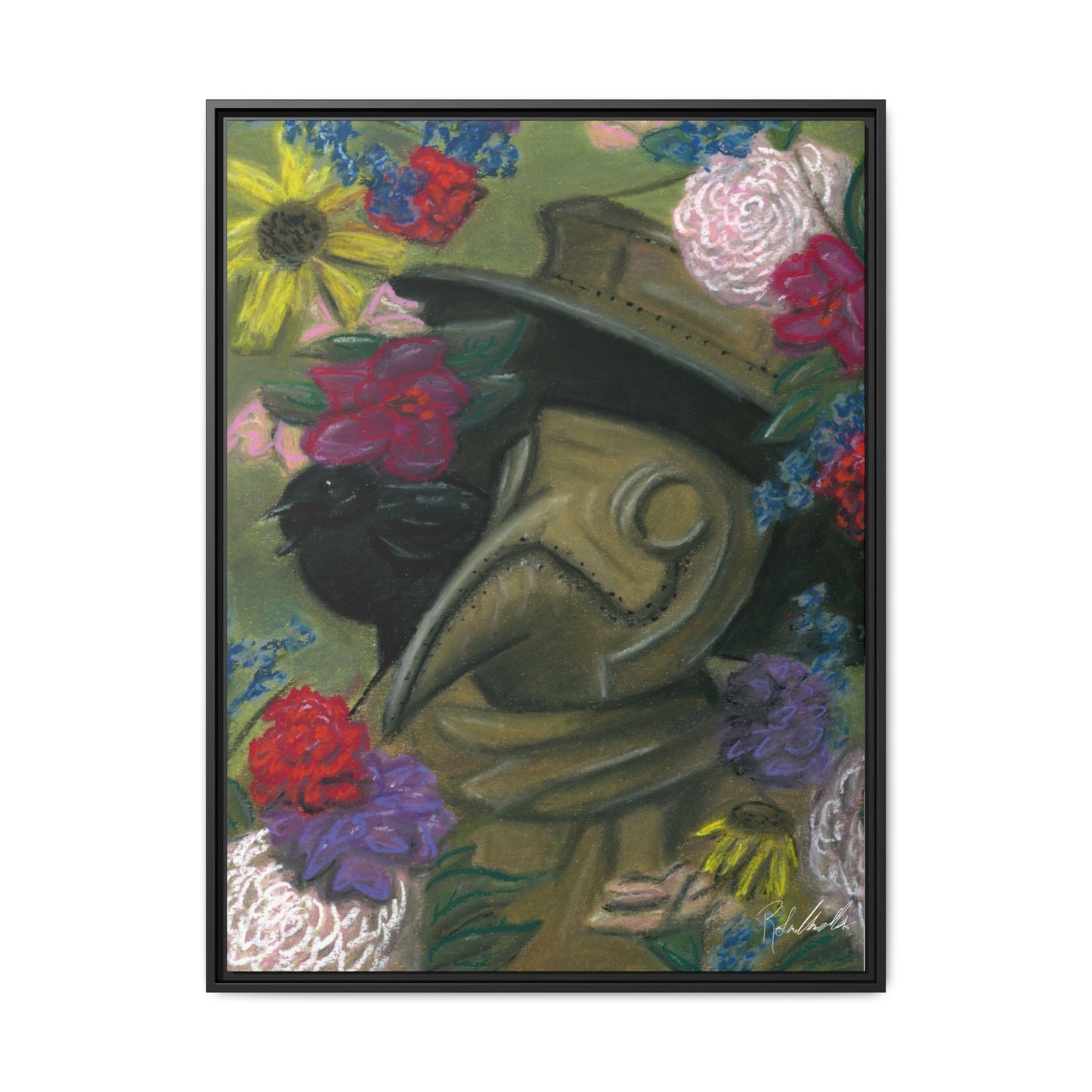 Plague Doctor and Raven Framed Wall Art