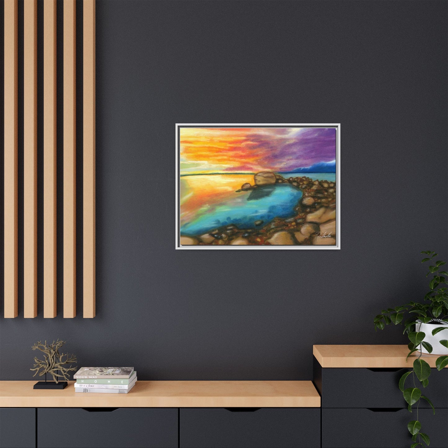 Sunset Ocean Beach Framed Wall Art