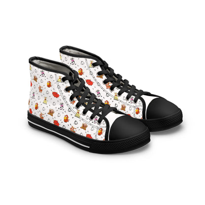 Women's High Top Sneakers — Cute Autumn Animal Cow Pattern Casual Shoes