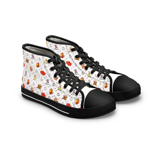 Women's High Top Sneakers — Cute Autumn Animal Cow Pattern Casual Shoes