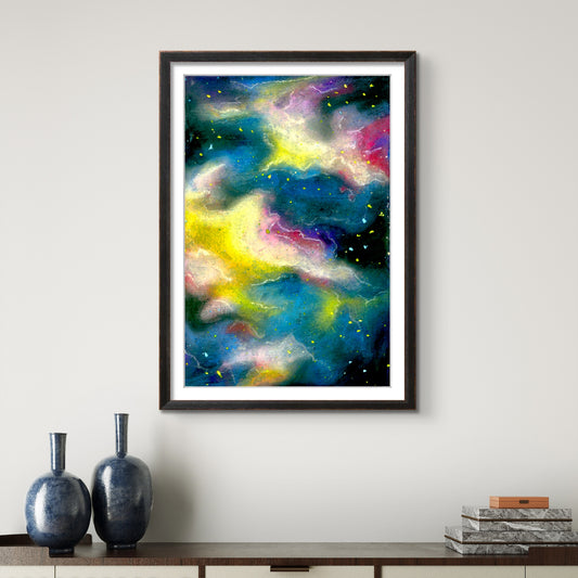 Yellow and Blue Sunrise Lights in Space - Galaxy 8x10 Museum Grade Fine Art Print